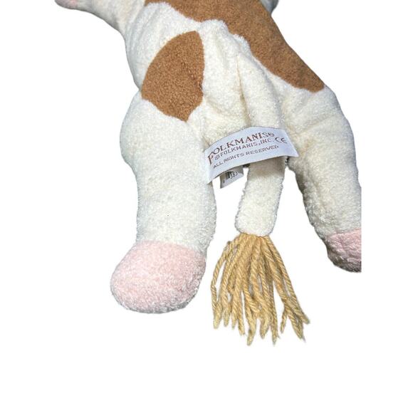 Vintage Folkmanis Hand Puppet Cow Baby Rattle Moo Dairy Cow Brown Beige - Picture 4 of 8